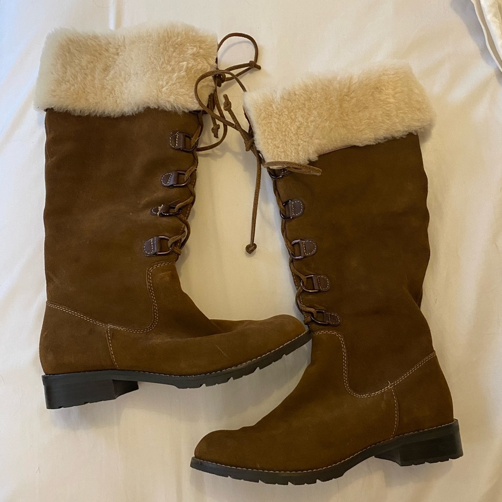 Suede Leather & Shearling Fur Winter Boots